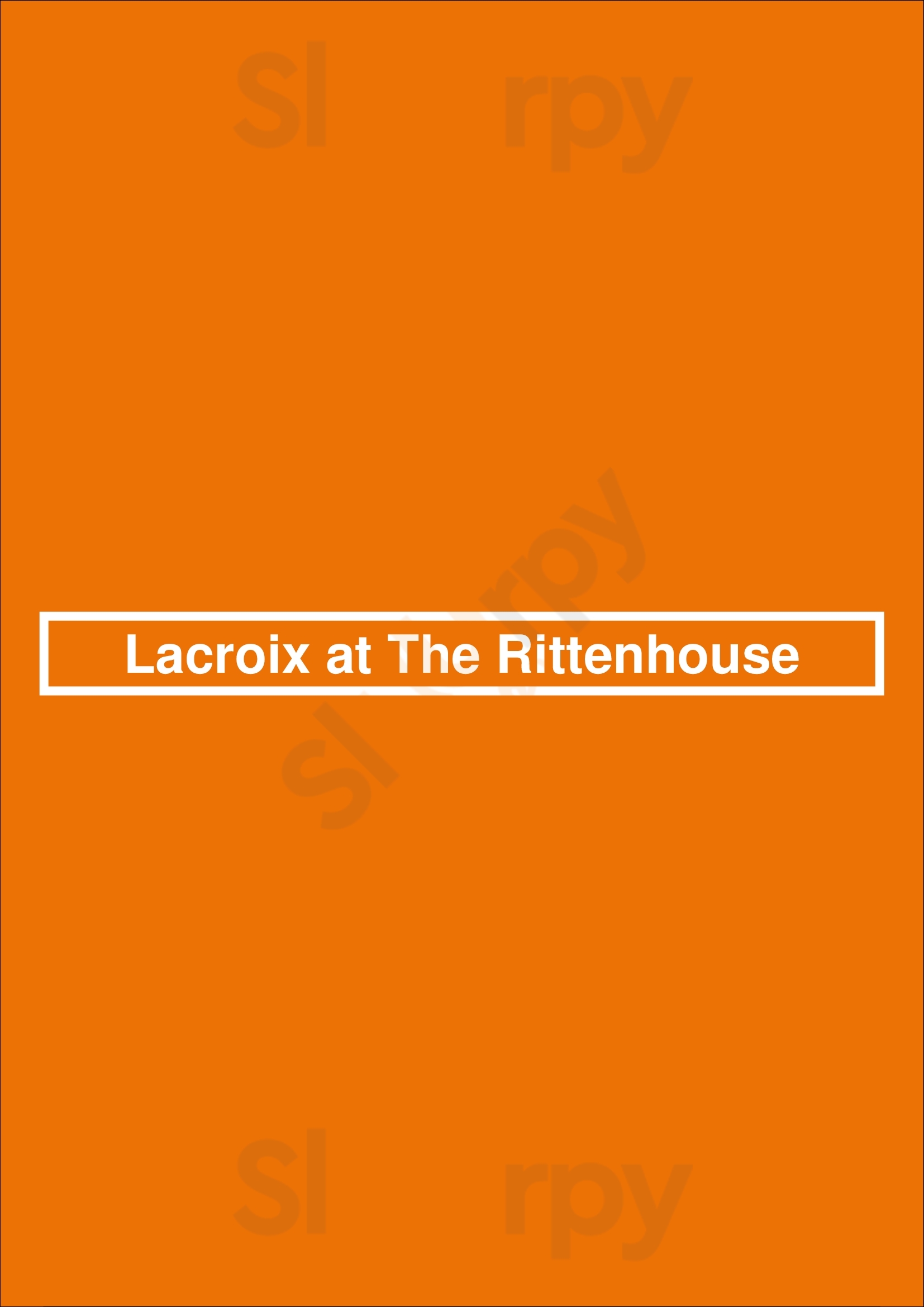 Lacroix At The Rittenhouse Philadelphia Menu - 1