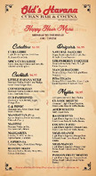 Old's Havana Cuban Bar & Cocina menu