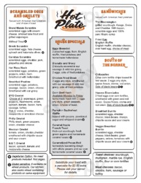 Hot Plate menu
