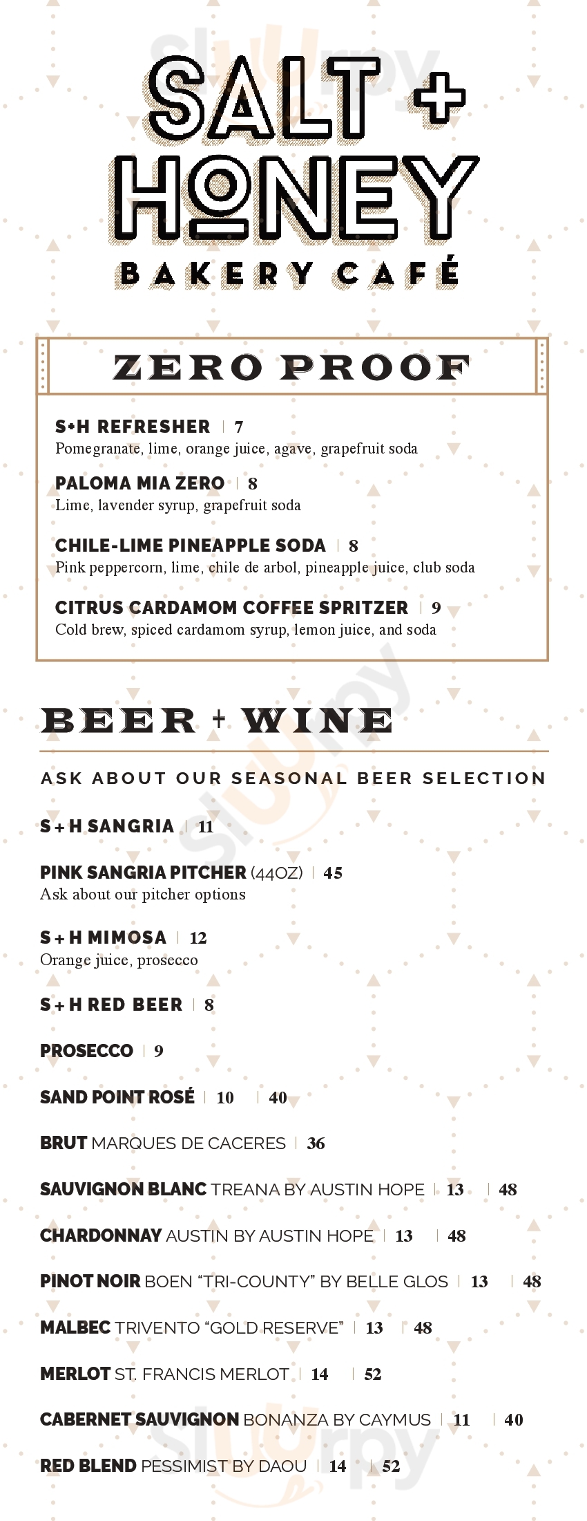 Main Menu - Salt And Honey Bakery Cafe