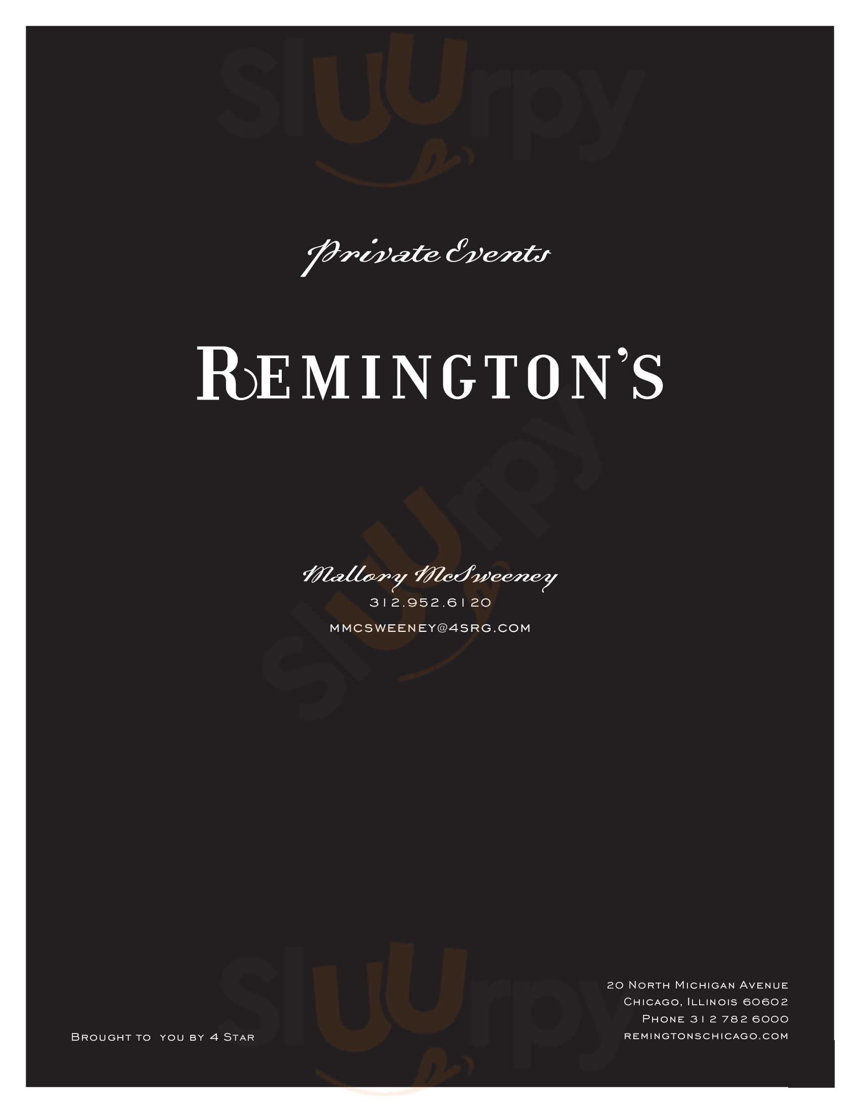 Remington's Chicago Menu - 1