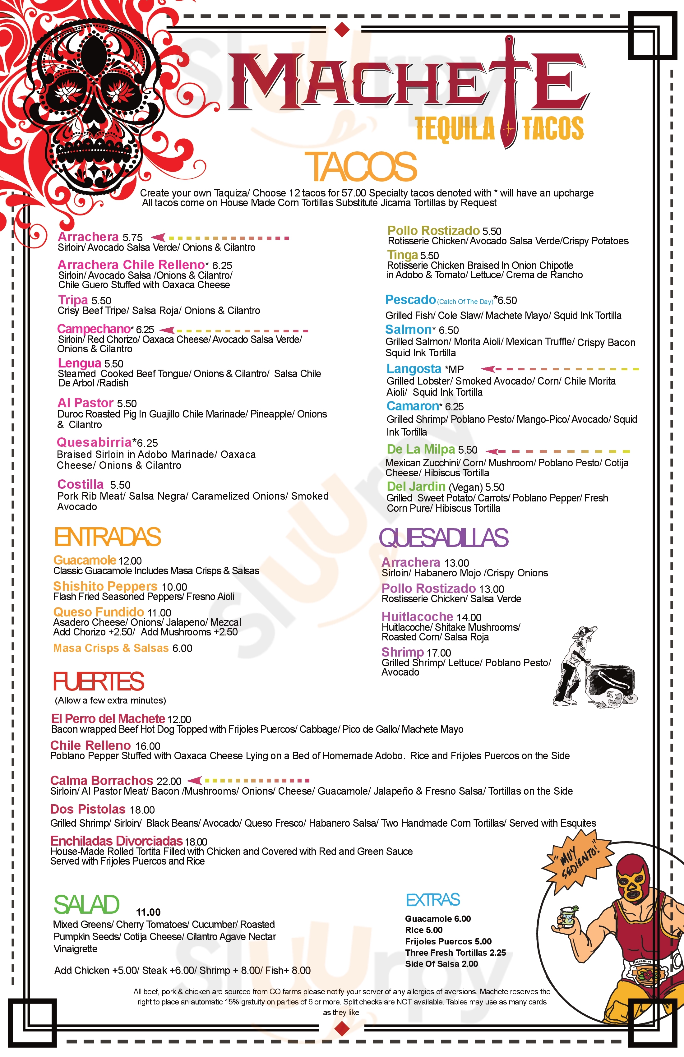 Main Menu - Machete Tequila And Tacos