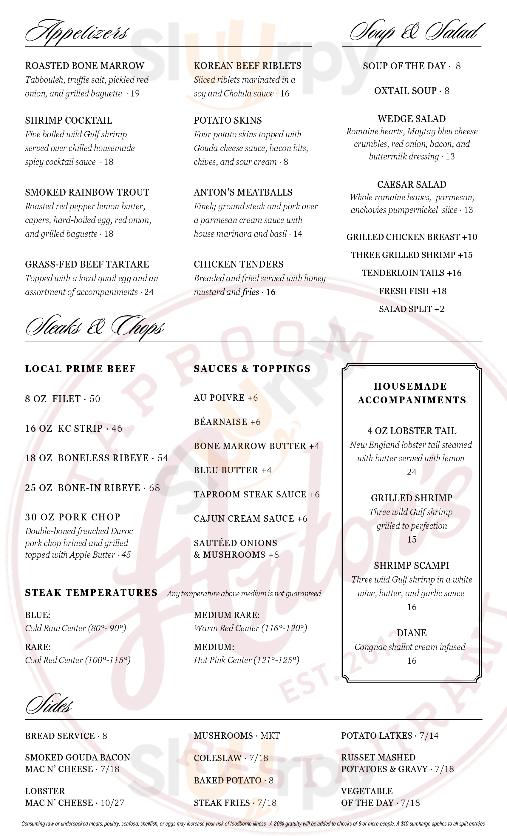 Anton's Taproom Kansas City Menu - 1