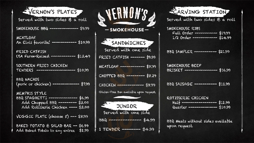 Vernon's Smokehouse Memphis Menu - 1