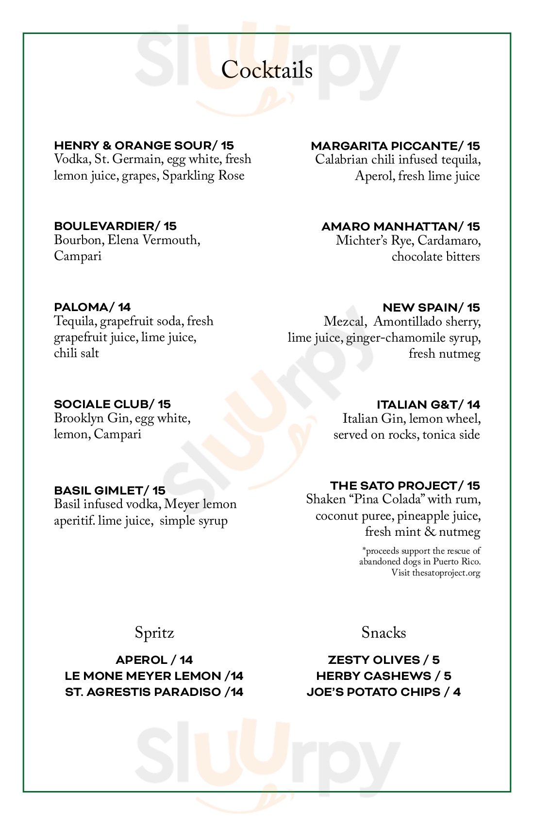 Sociale Brooklyn Menu - 1