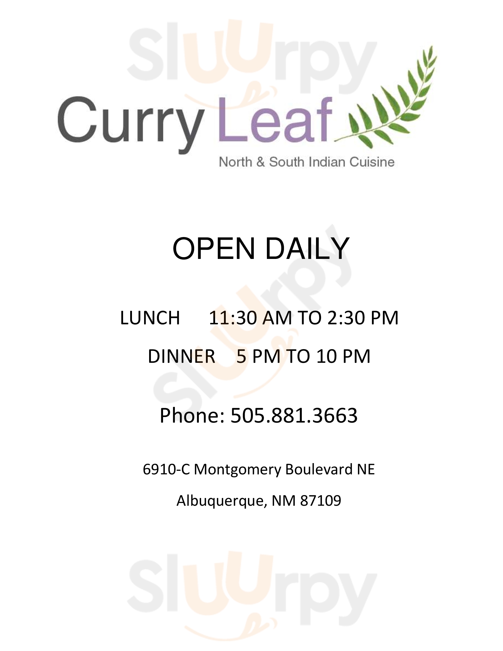 Curry Leaf Indian Restaurant Albuquerque Menu - 1