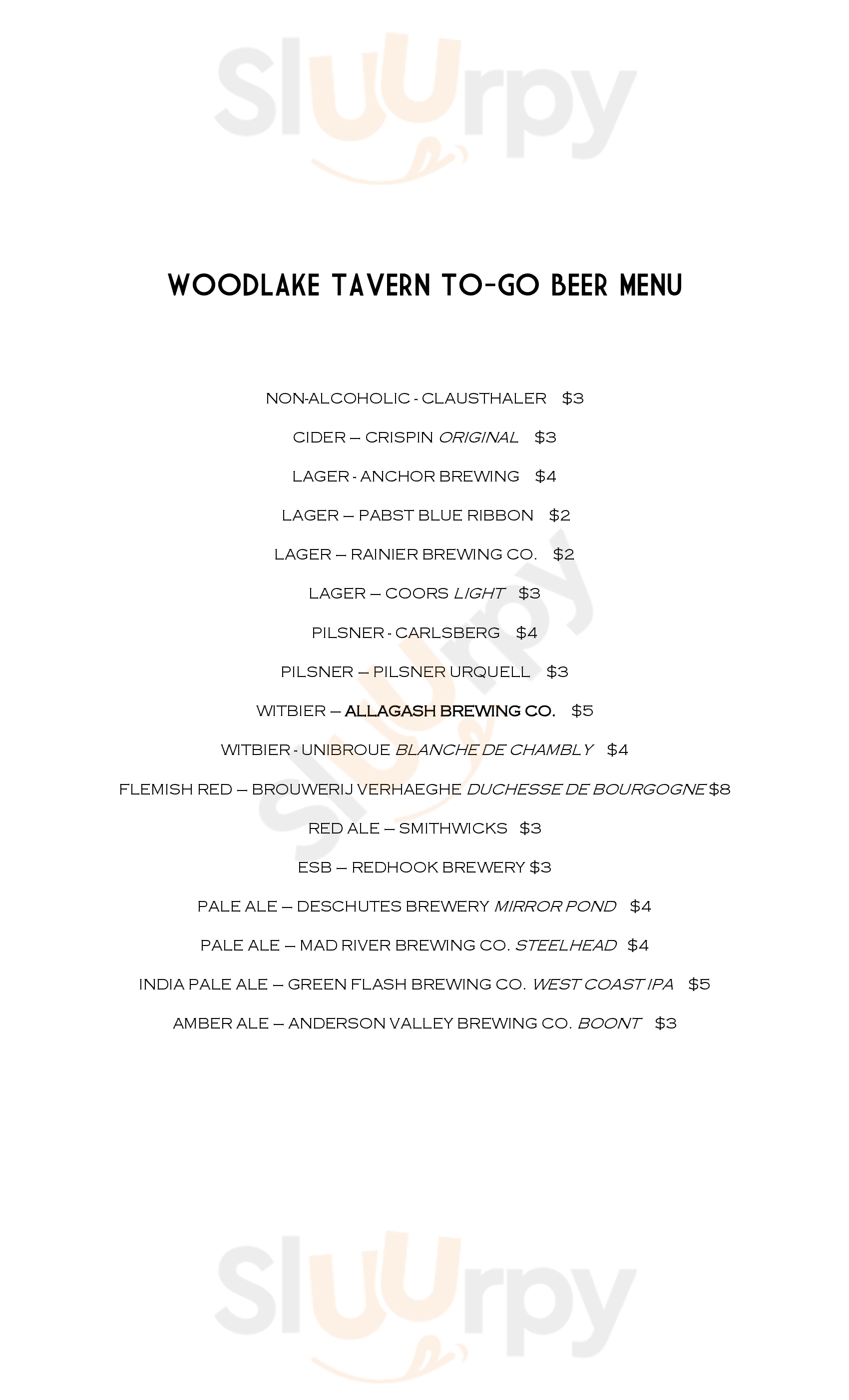 Woodlake Tavern Sacramento Menu - 1