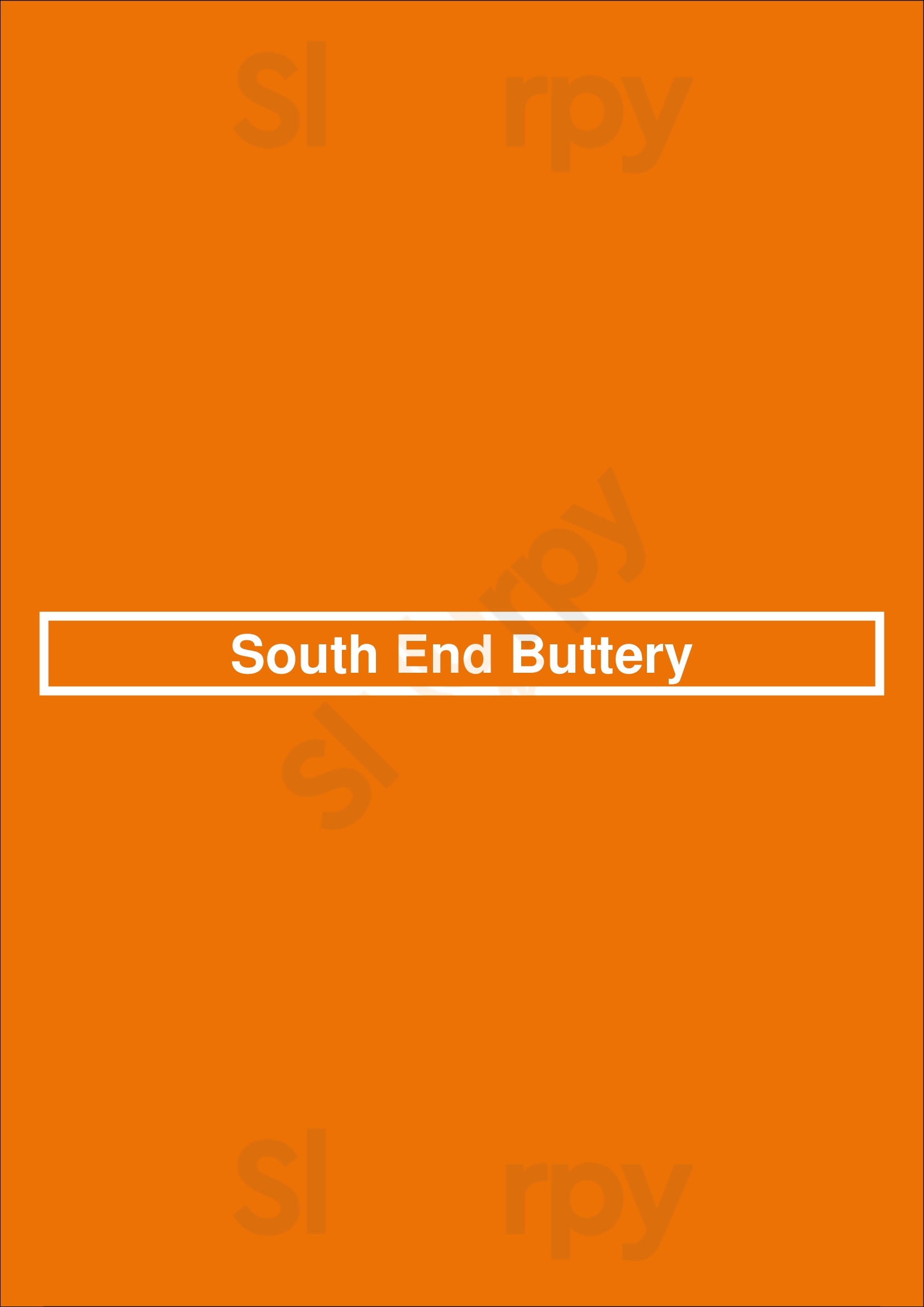 South End Buttery Boston Menu - 1