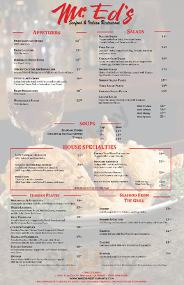 Mr. Ed's Seafood & Oyster House, St. Charles menu