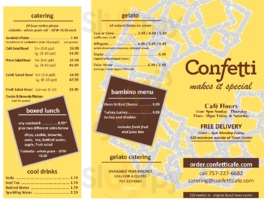 Confetti Cafe And Gelato menu