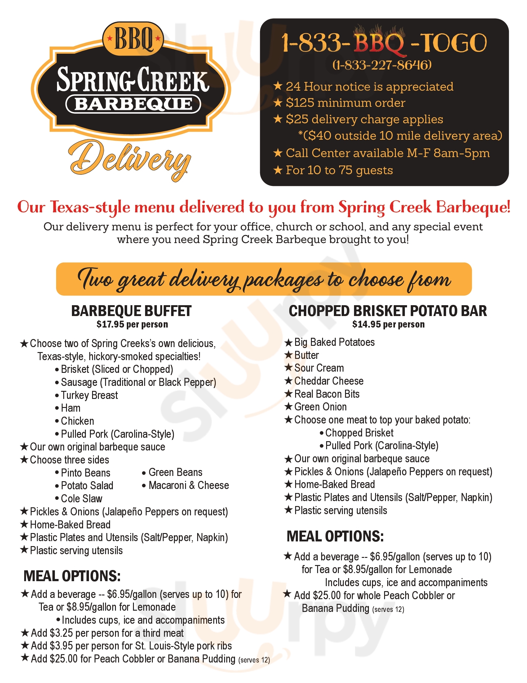Main Menu - Spring Creek Barbeque