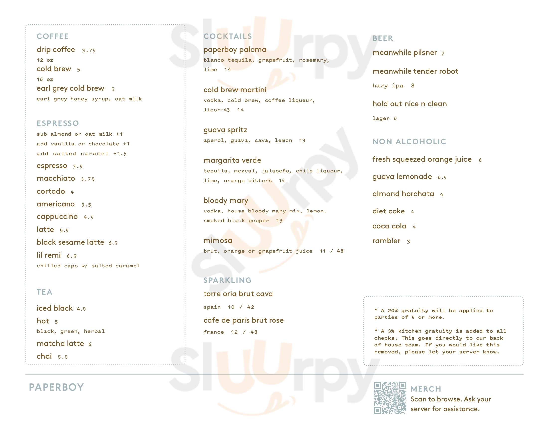 Paperboy Austin Menu - 1