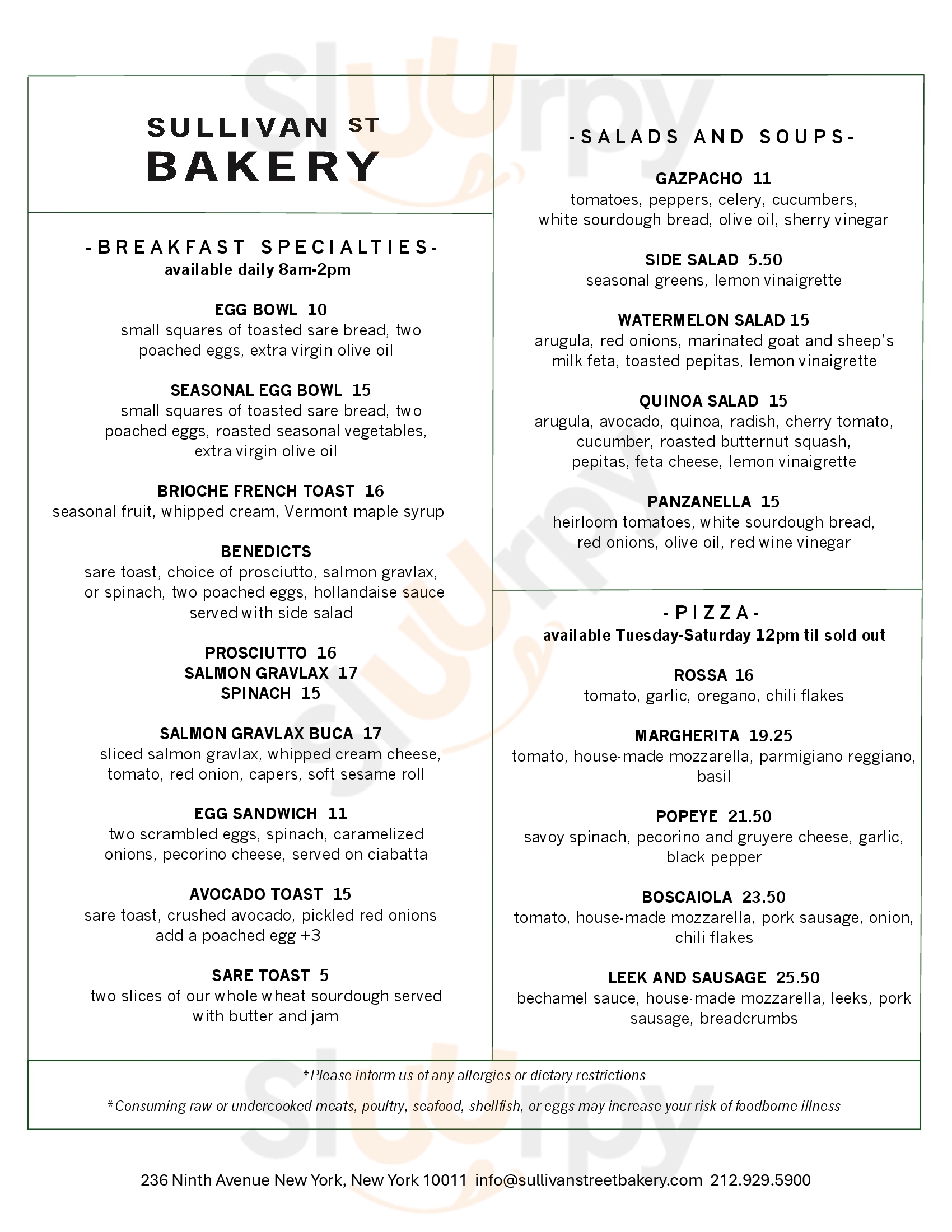 Main Menu - Sullivan Street Bakery