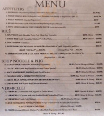 Tram's Kitchen menu