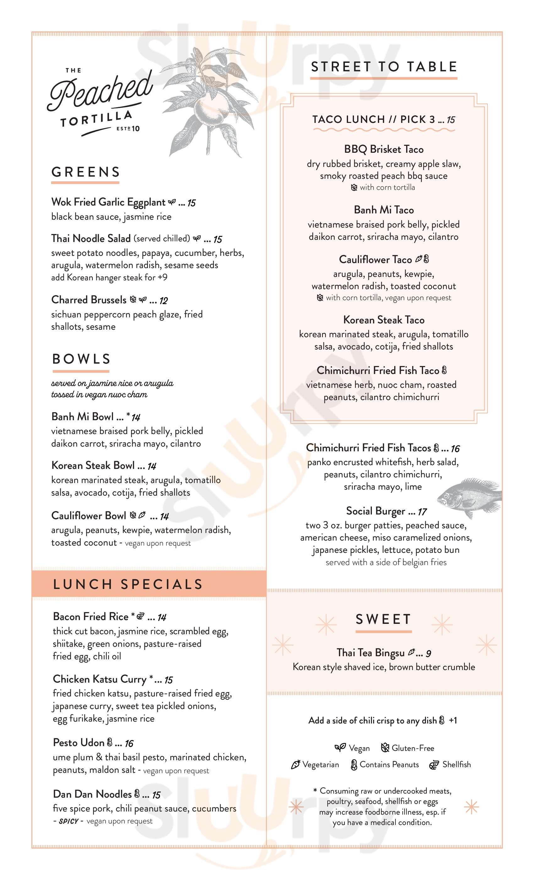 Main Menu - The Peached Tortilla