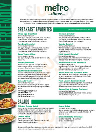 Metro Diner menu