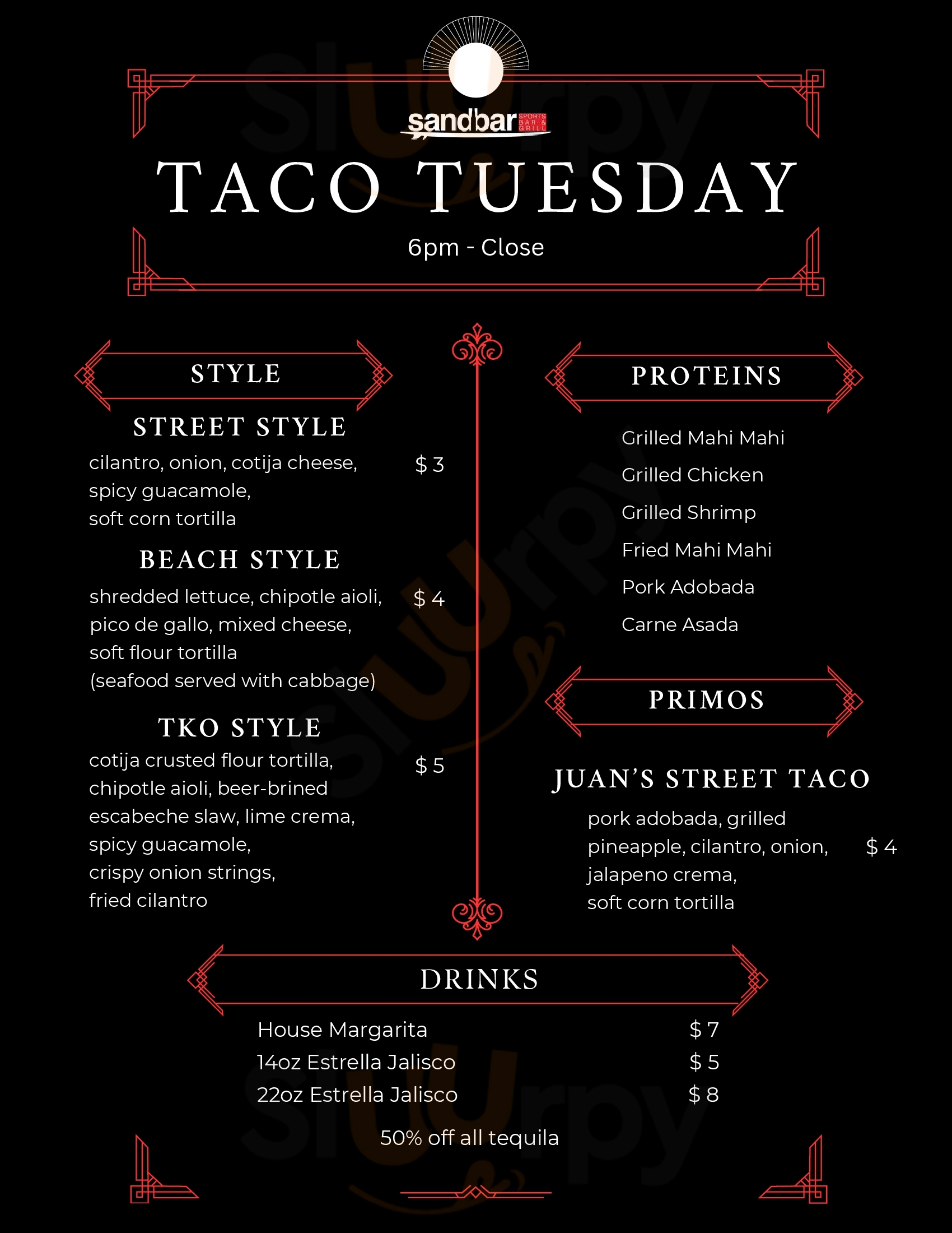 Main Menu - Sandbar Sports Bar And Grill