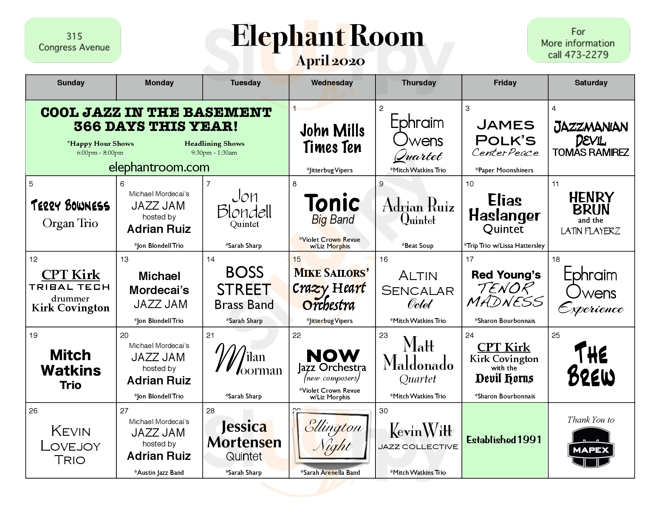 Elephant Room Austin Menu - 1