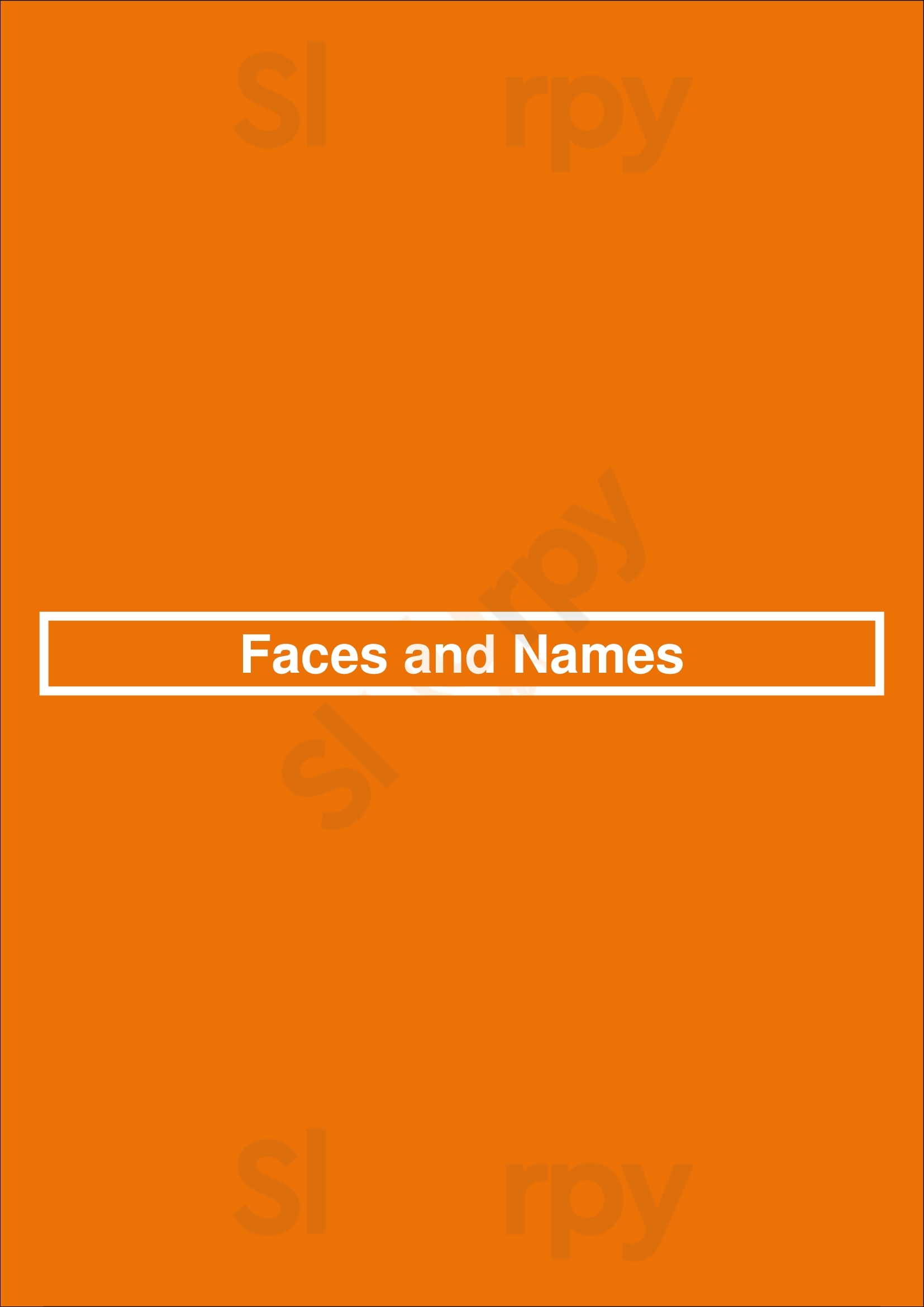 Faces And Names New York City Menu - 1