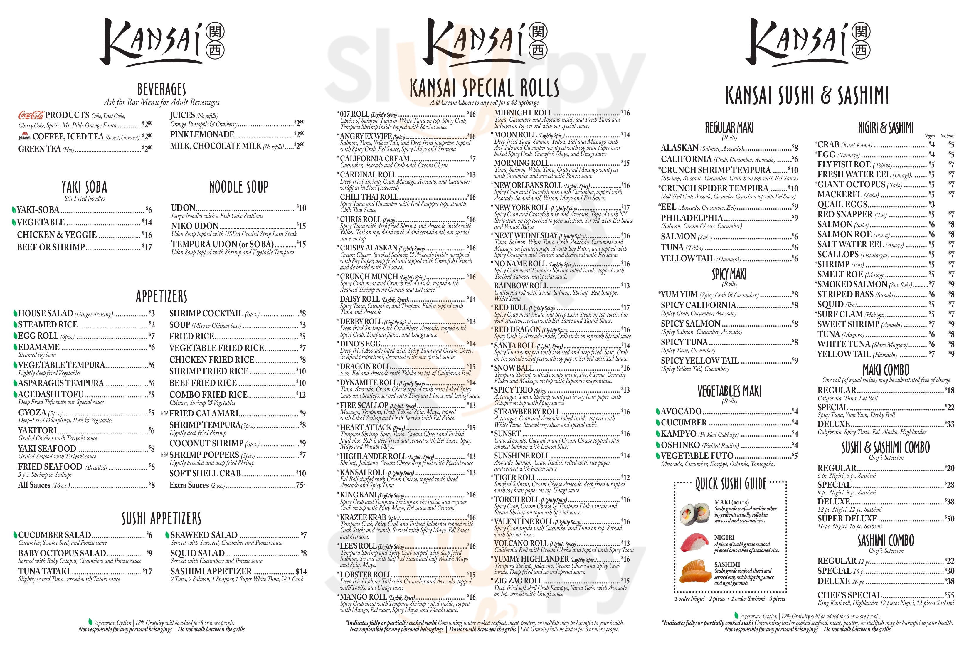 Main Menu - Kansai Japanese Steakhouse