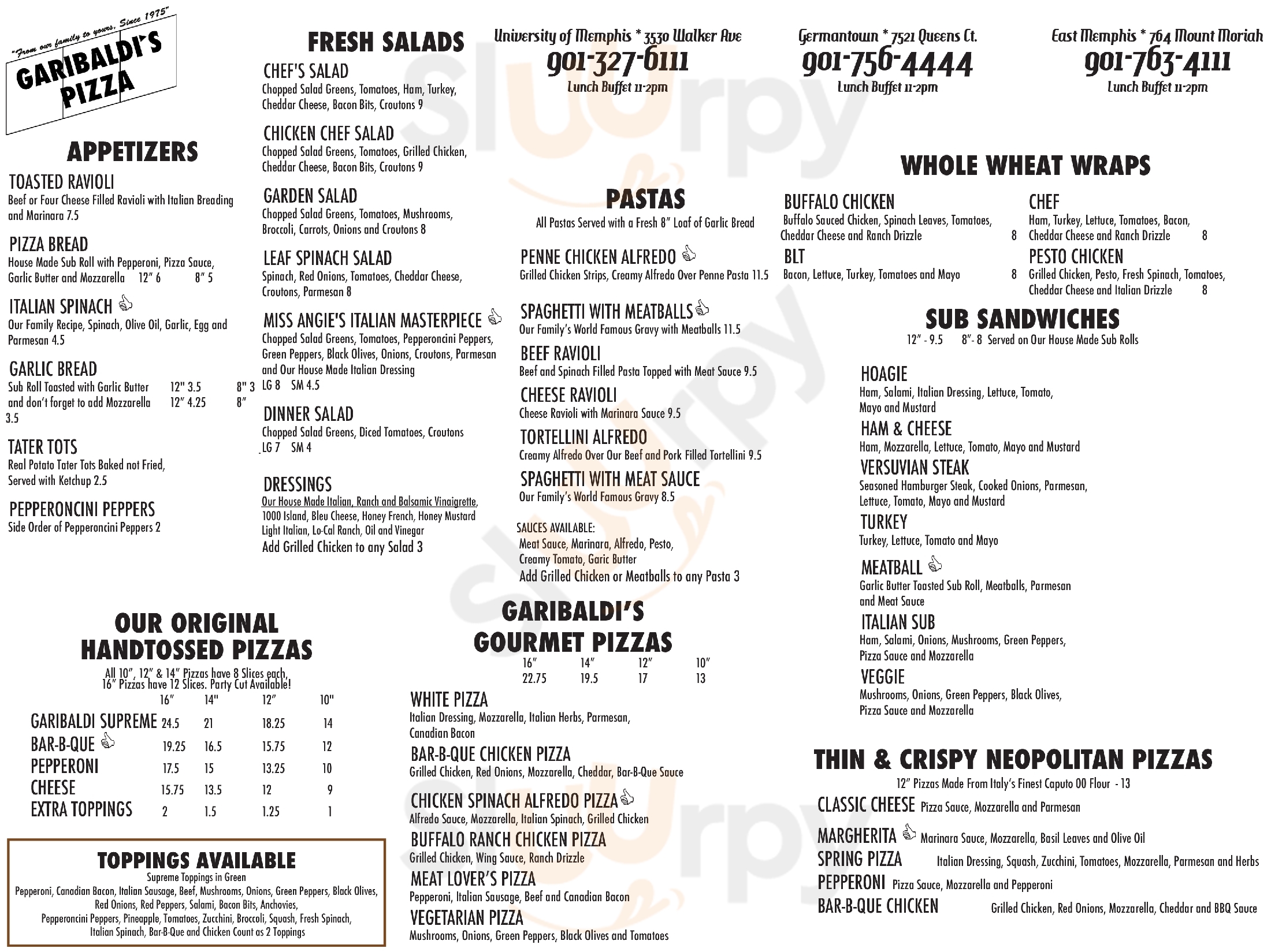 Garibaldi's Pizza Memphis Menu - 1