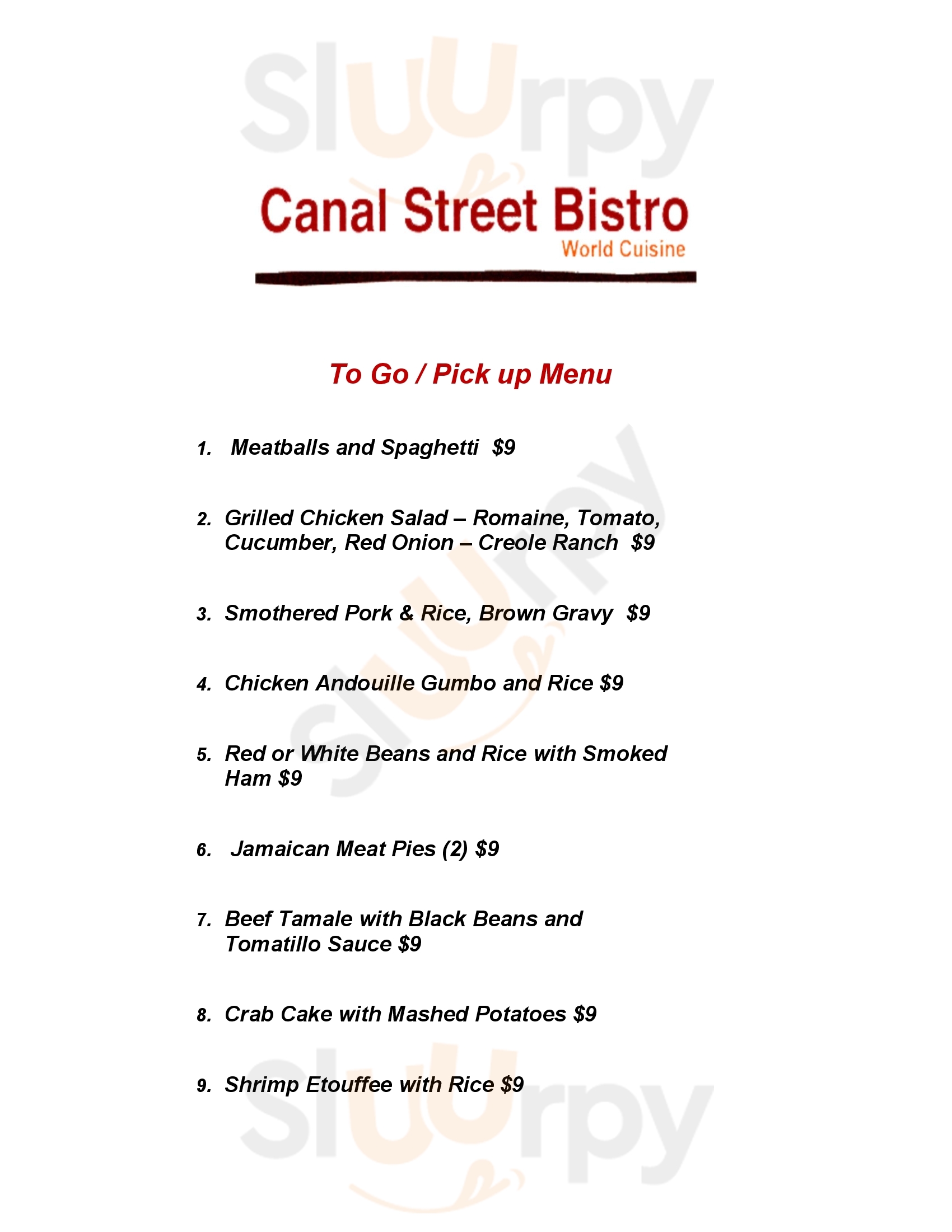 Canal Street Bistro New Orleans Menu - 1