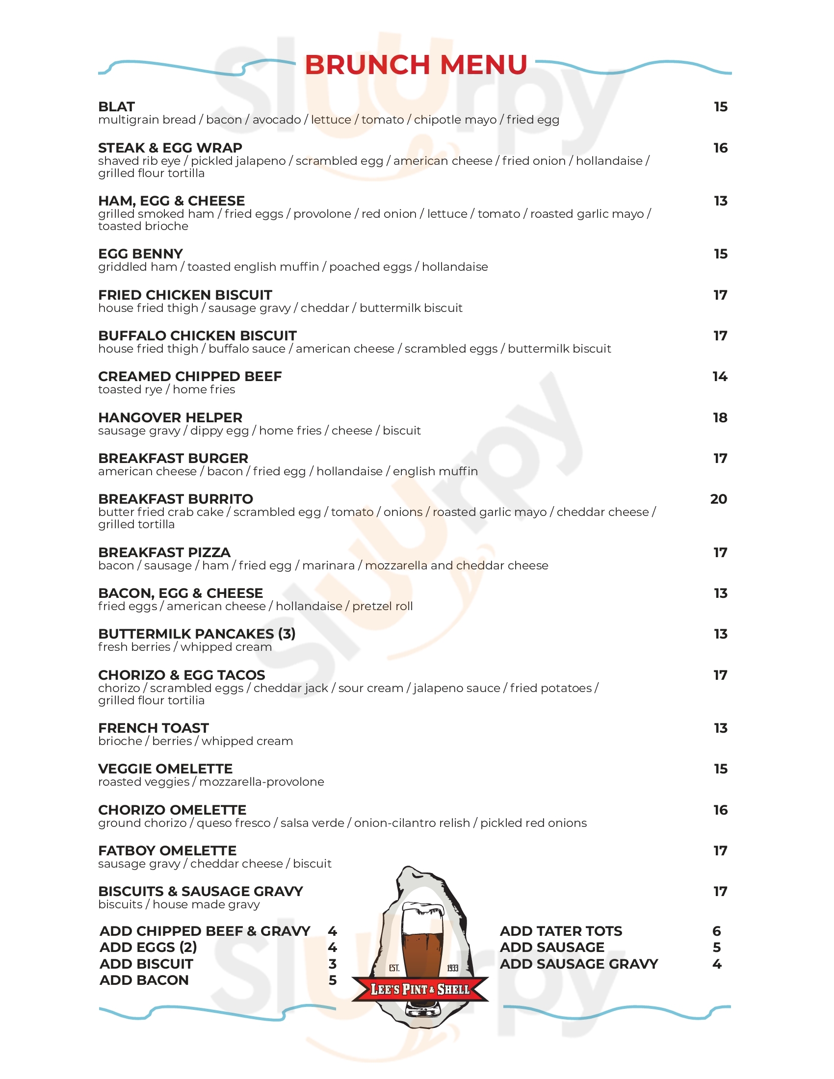 Main Menu - Lee's Pint And Shell