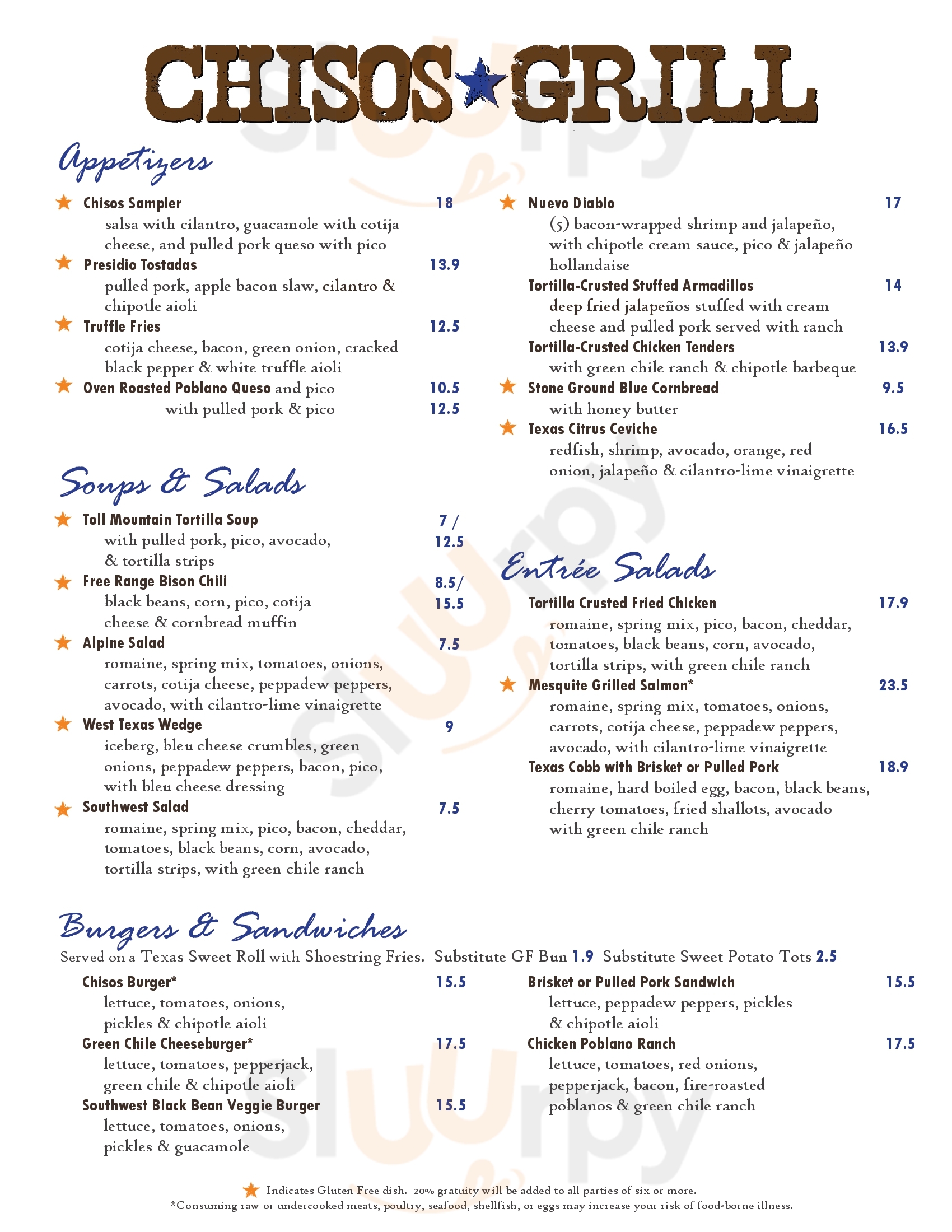 Main Menu - Chisos Grill