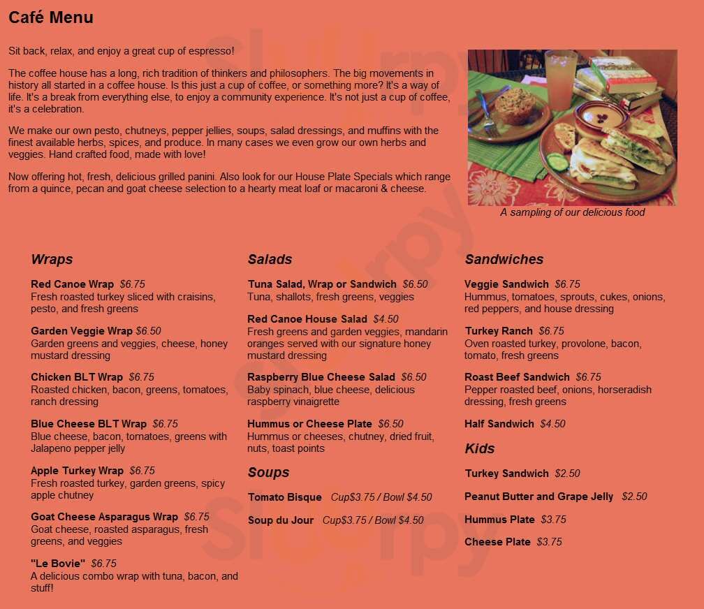 Red Canoe Cafe And Bookstore Baltimore Menu - 1