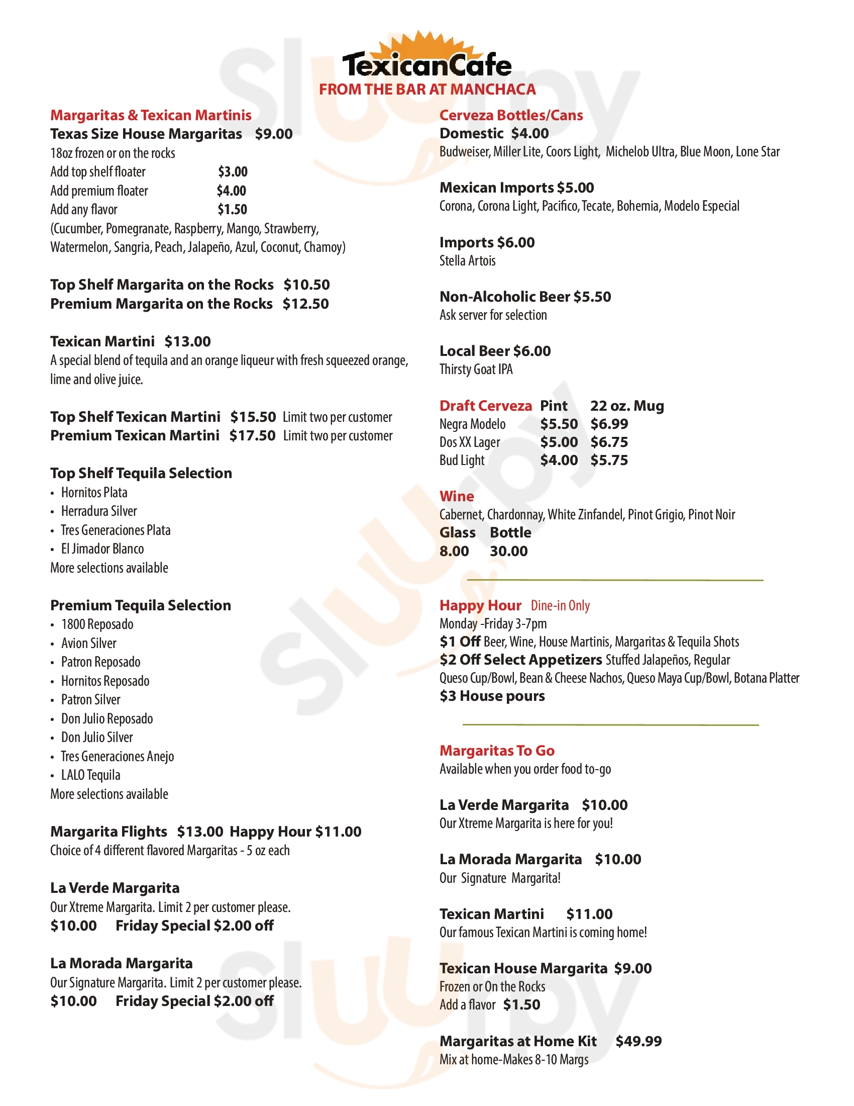 Main Menu - Texican Cafe