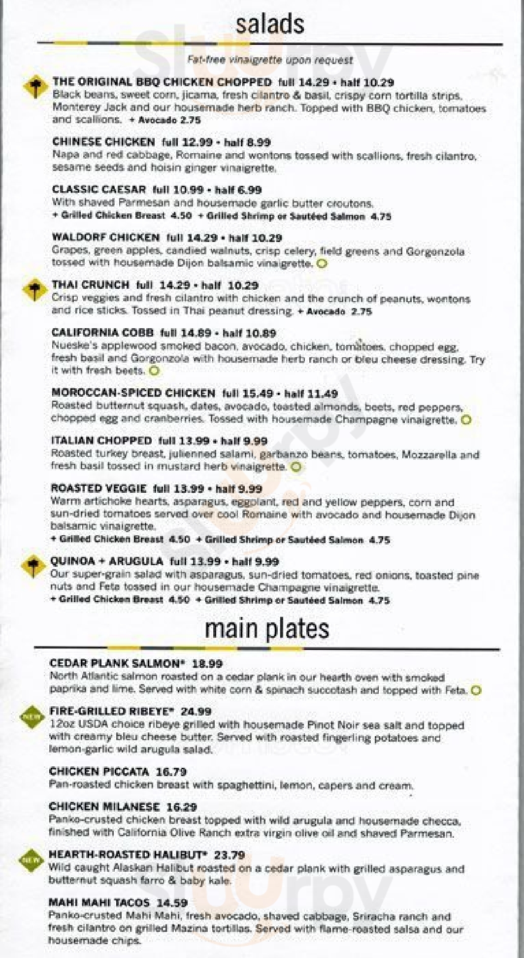 California Pizza Kitchen Chicago Menu - 1