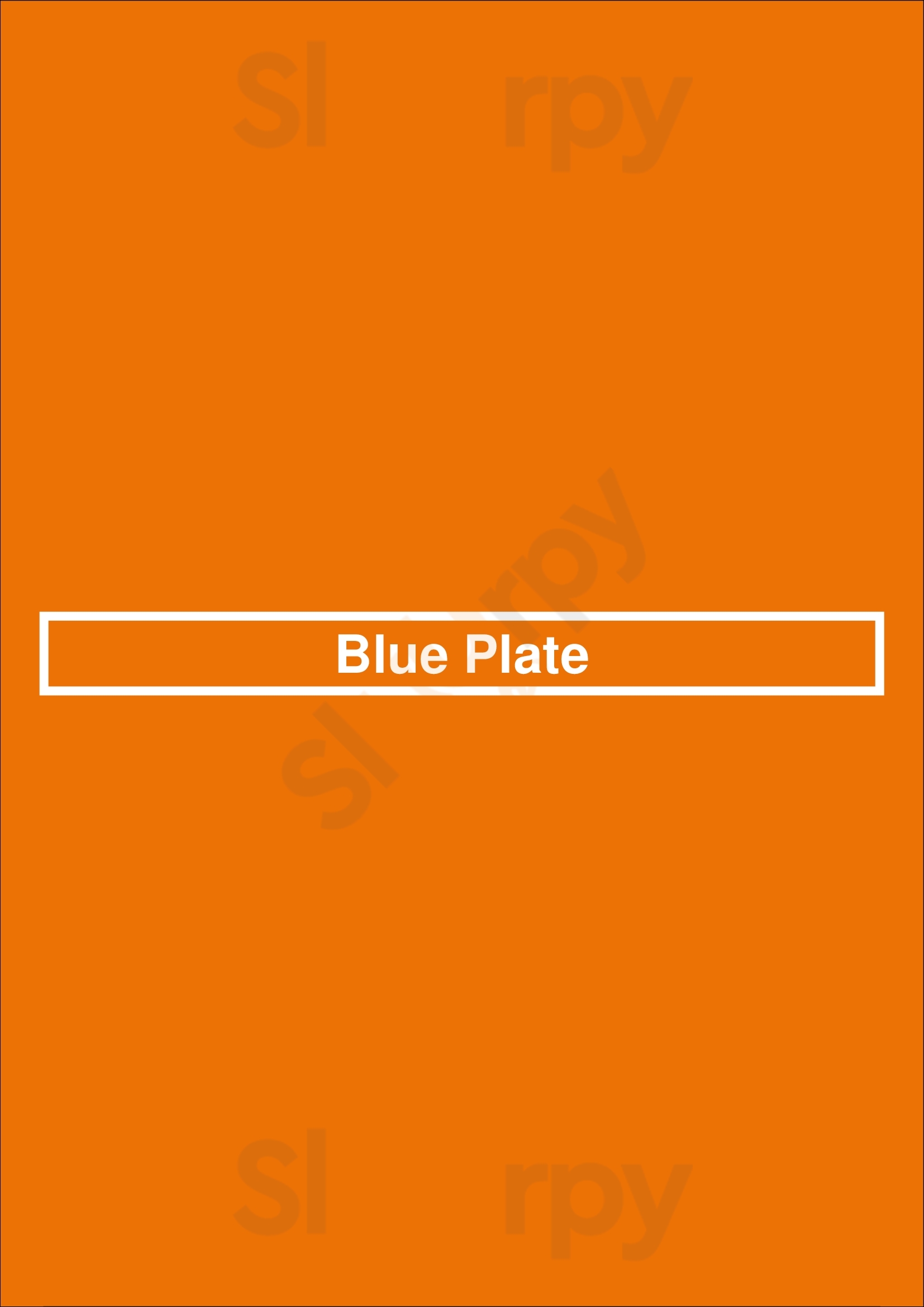 Blue Plate San Francisco Menu - 1