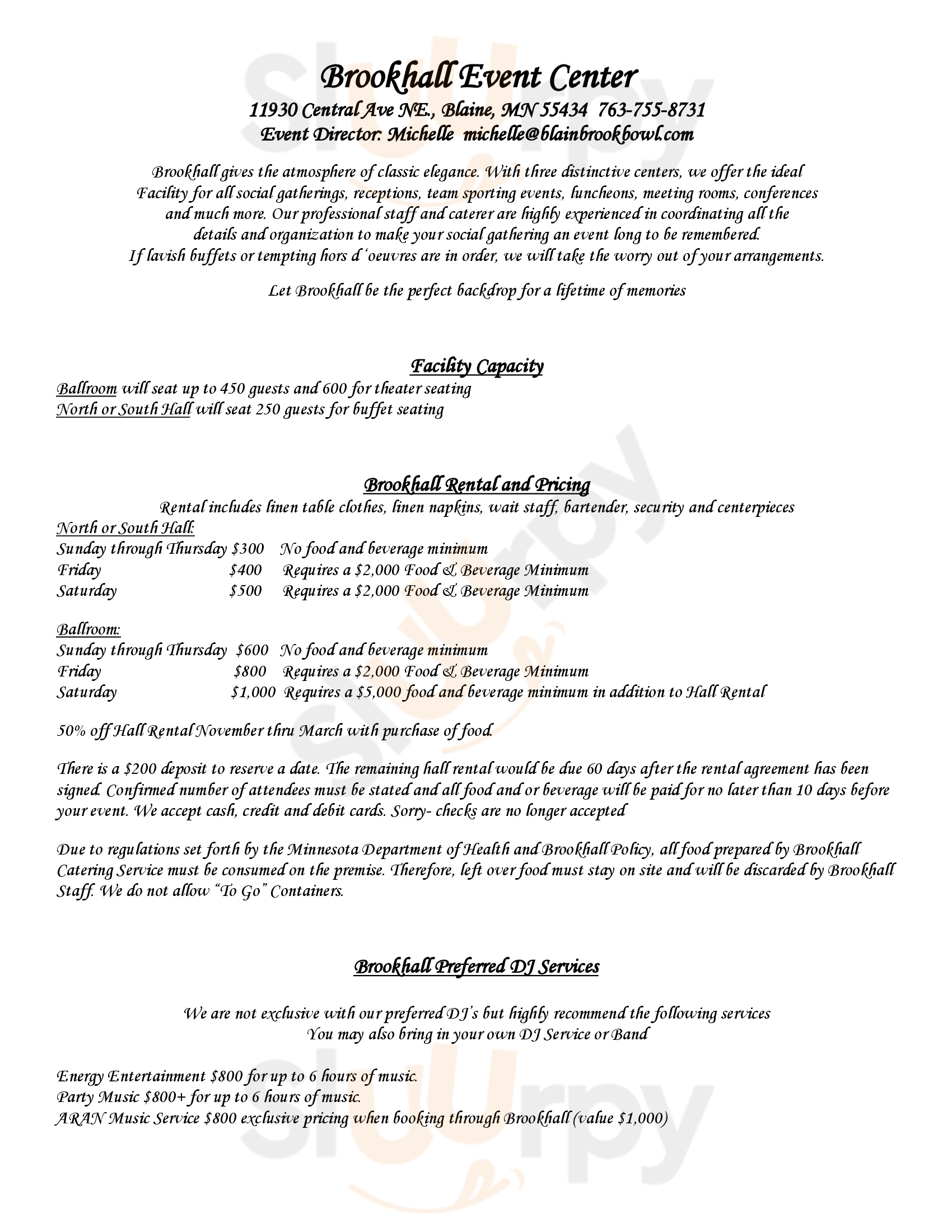 Main Menu - Blainbrook Entertainment Center