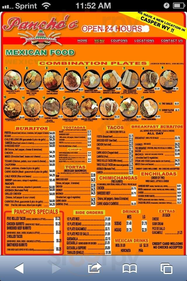 Pancho's Mexican Food Kansas City Menu - 1