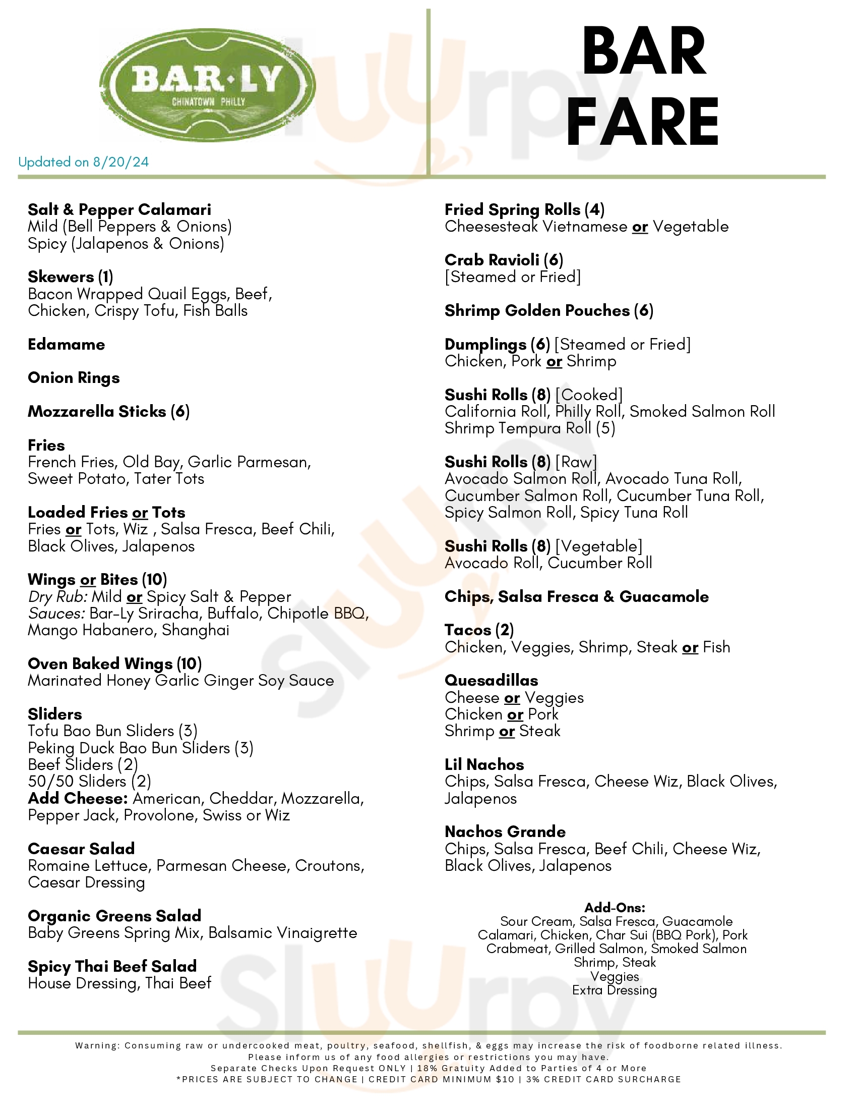 Main Menu - Bar-ly Chinatown