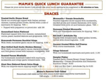 Mama Stortini's Restaurant & Bar menu