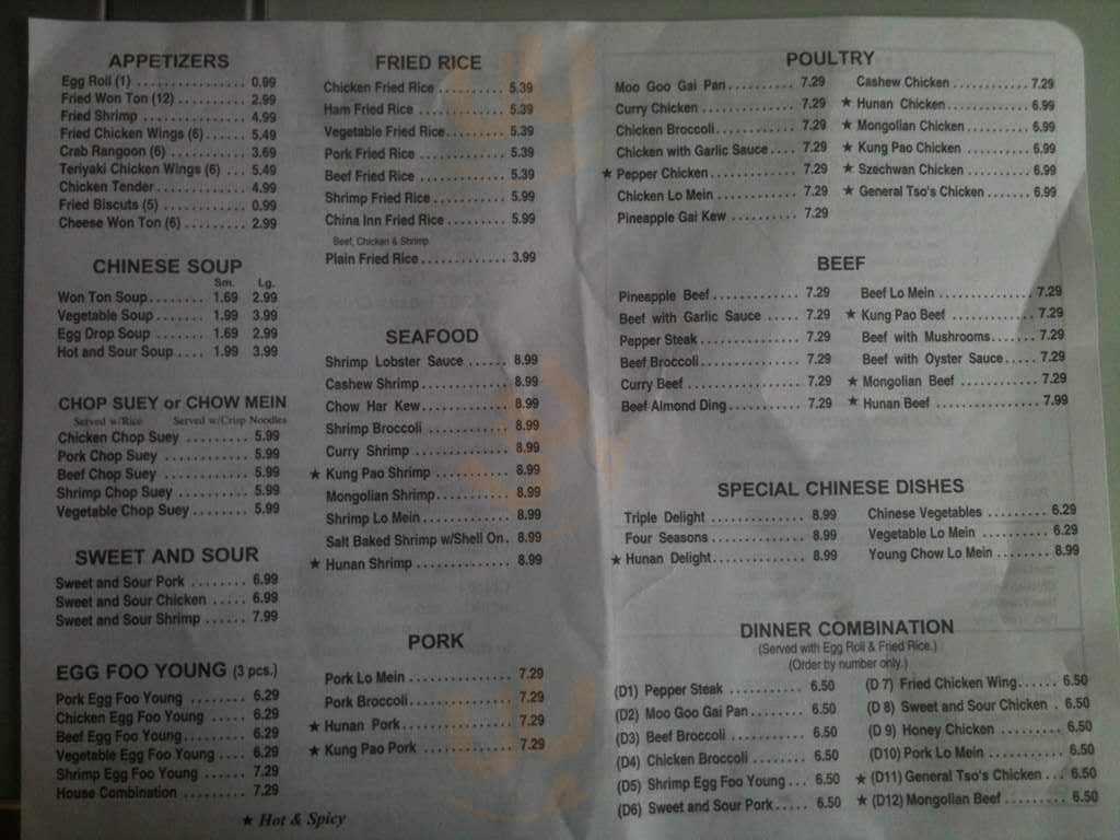 China Inn Restaurant Memphis Menu - 1