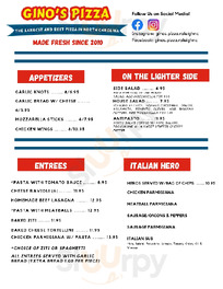 Gino's Pizza menu