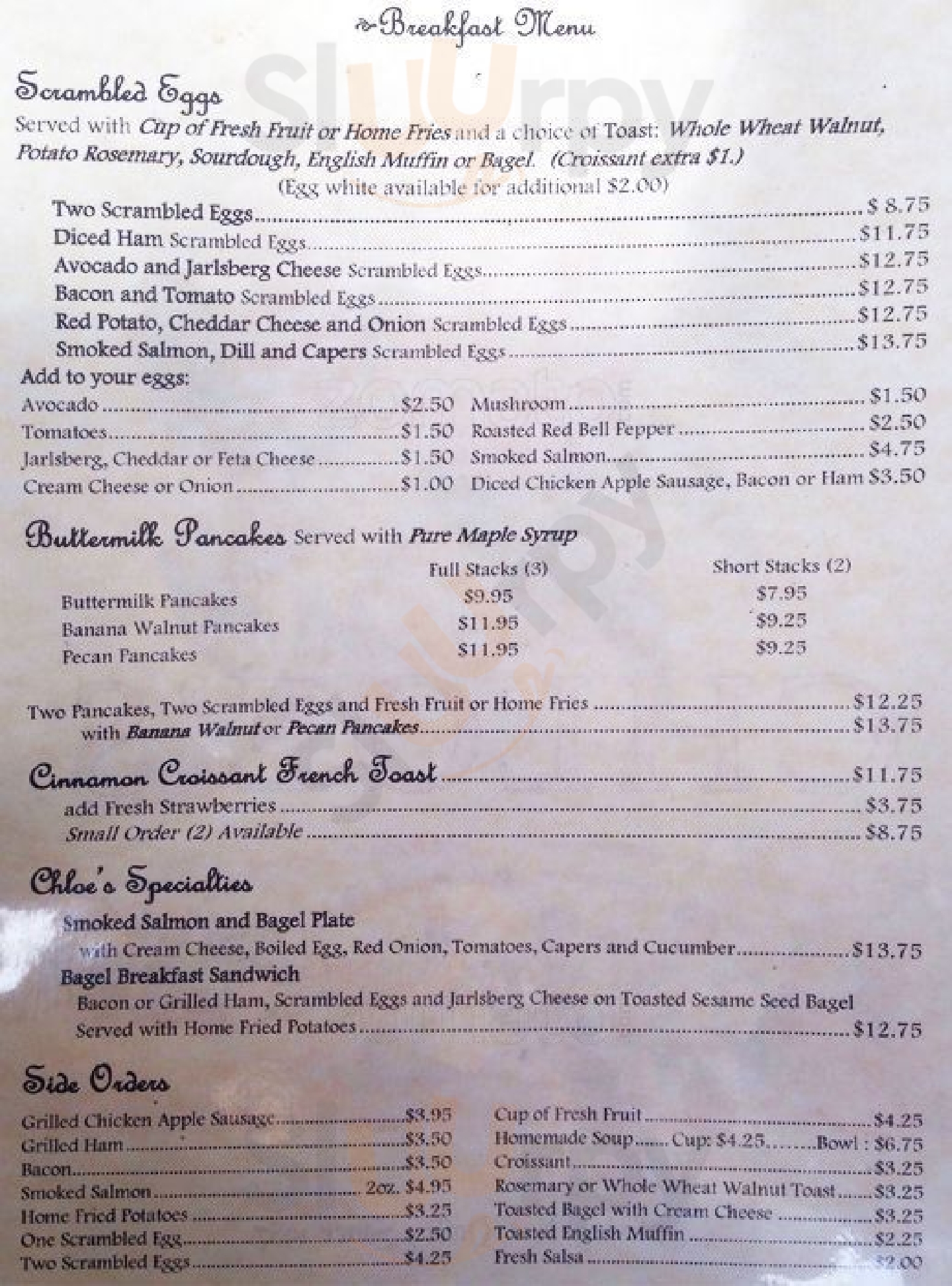 Chloe's Cafe San Francisco Menu - 1