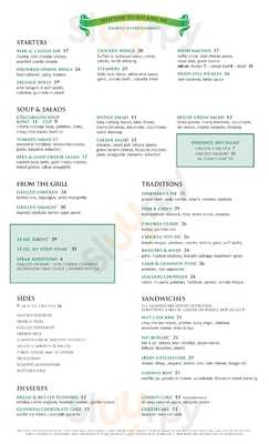 Nine Fine Irishmen menu