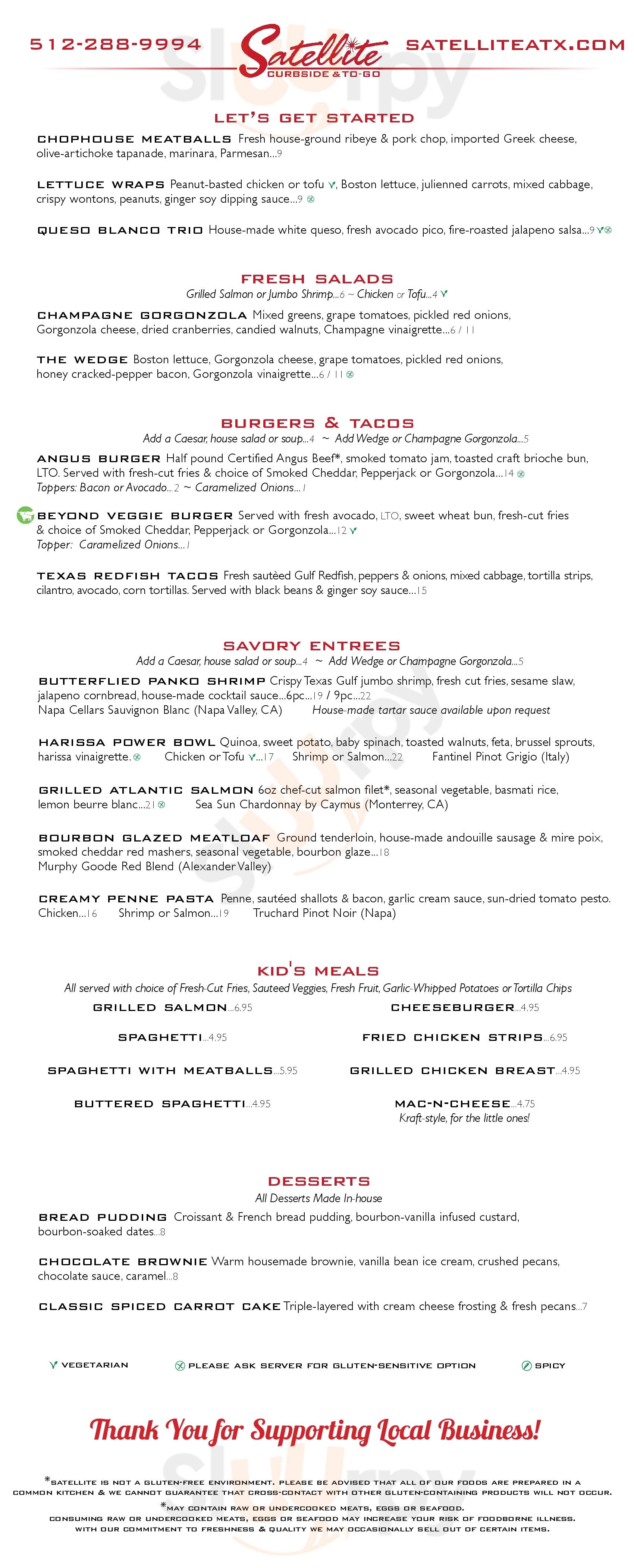 Satellite Eat Drink Orbit Austin Menu - 1