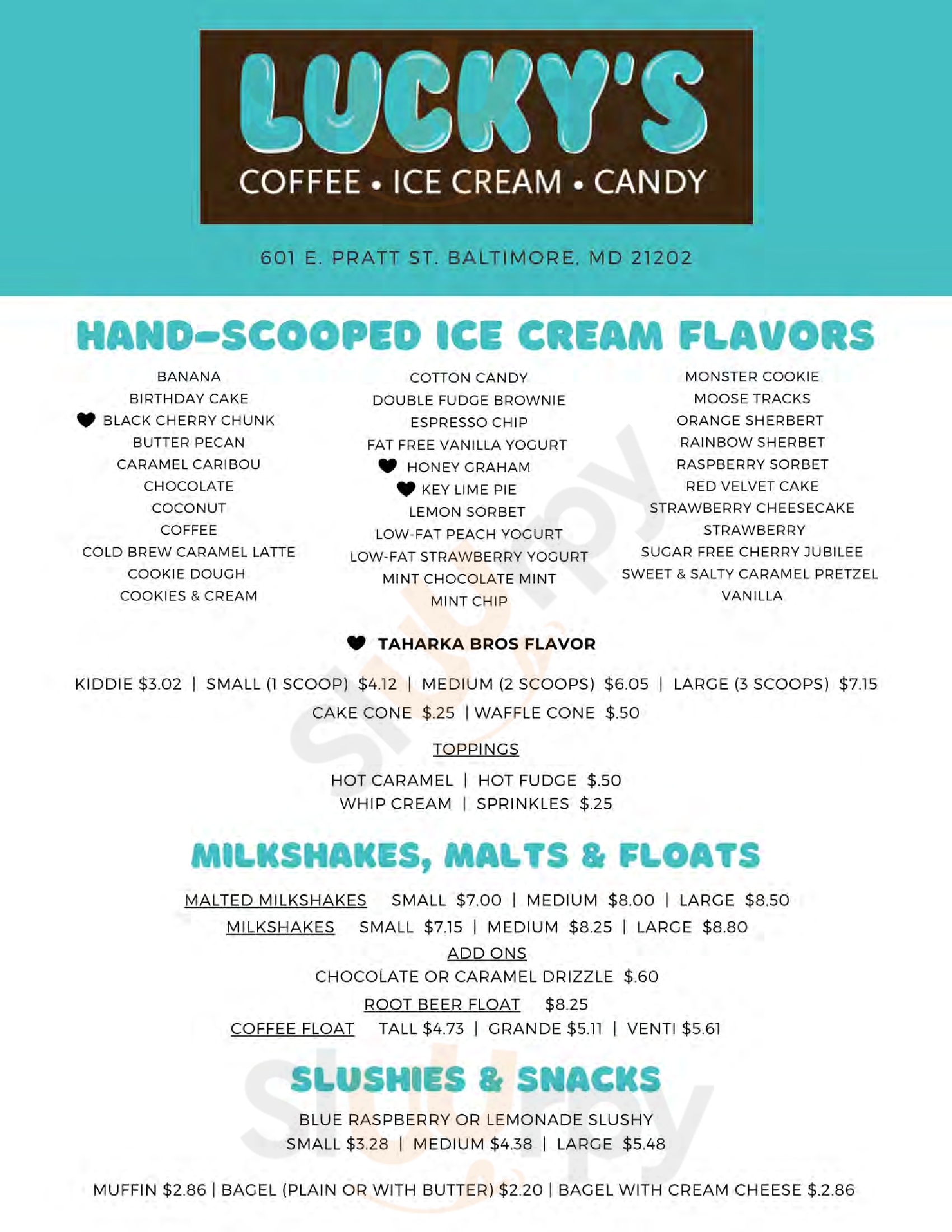 Lucky's Coffee, Ice Cream And Candy Baltimore Menu - 1