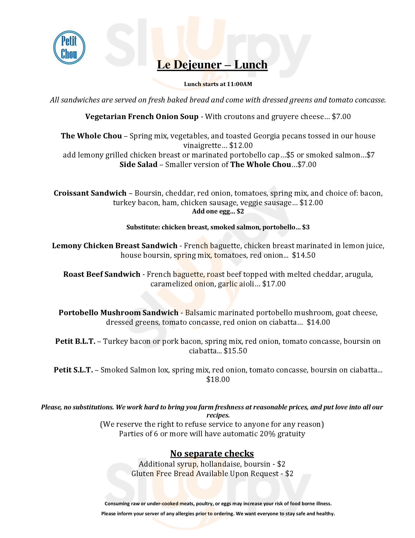 Main Menu - Petit Chou Atlanta
