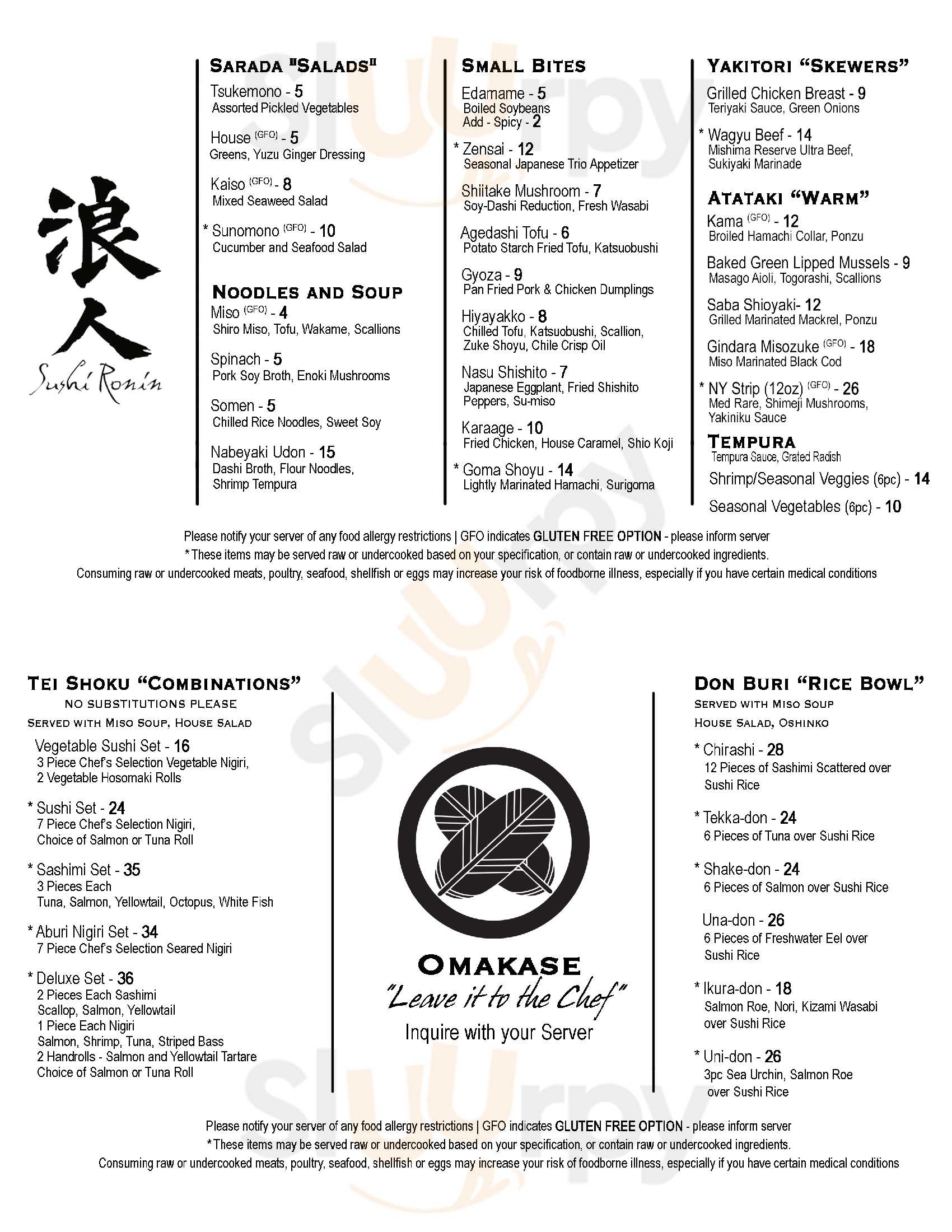 Sushi Ronin Denver Menu - 1