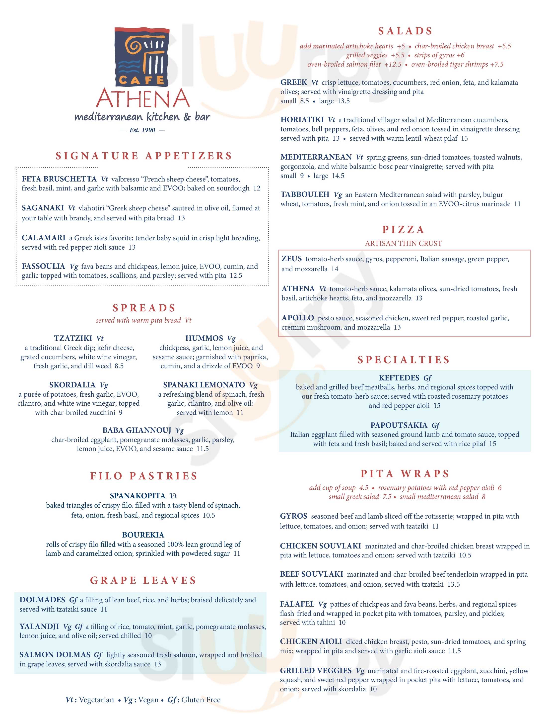 Cafe Athena San Diego Menu - 1