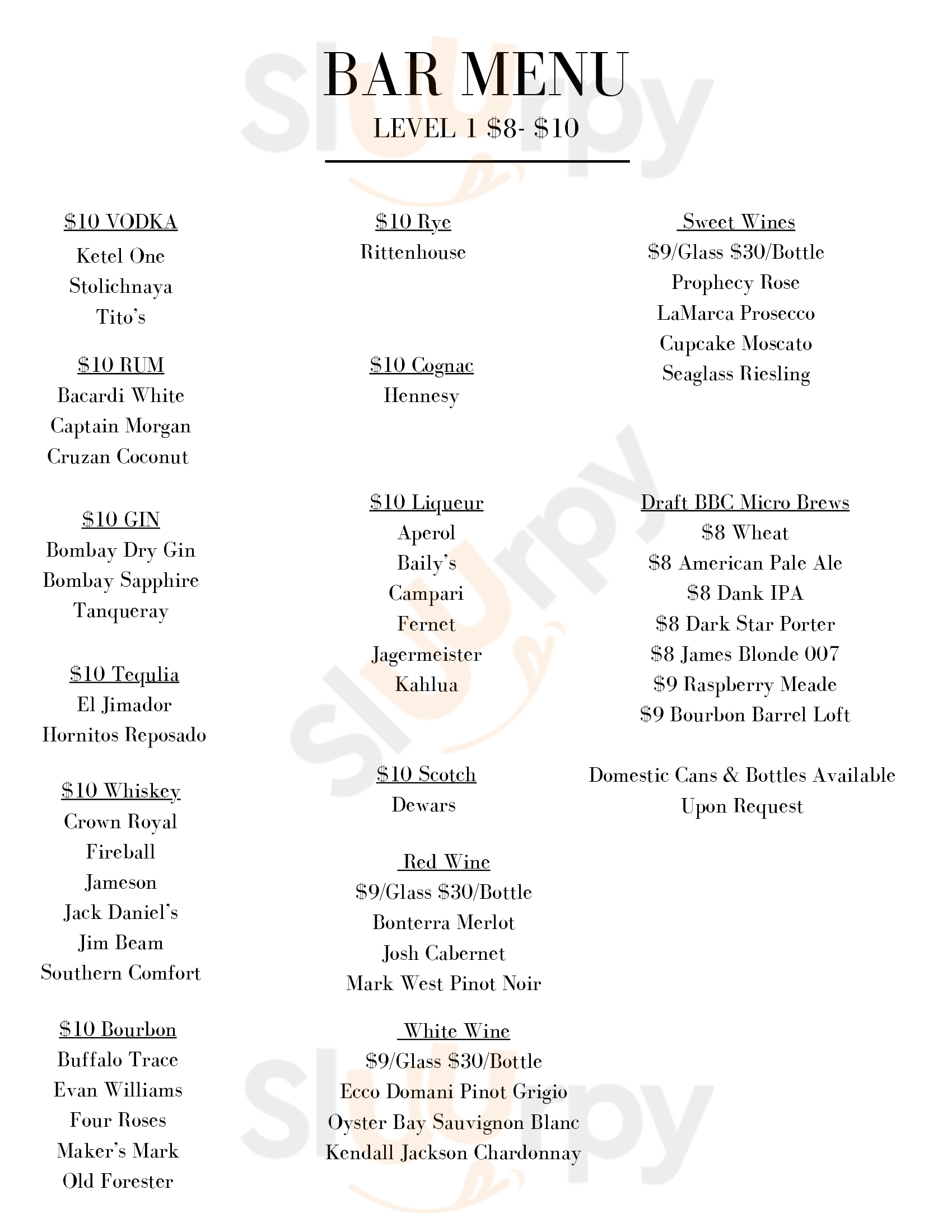 Main Menu - Bluegrass Brewing Co