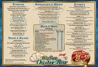 Big Sur Oyster Bar menu
