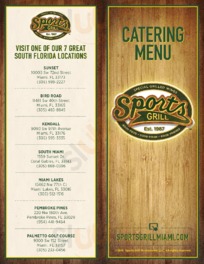 Sports Grill Bird Road menu