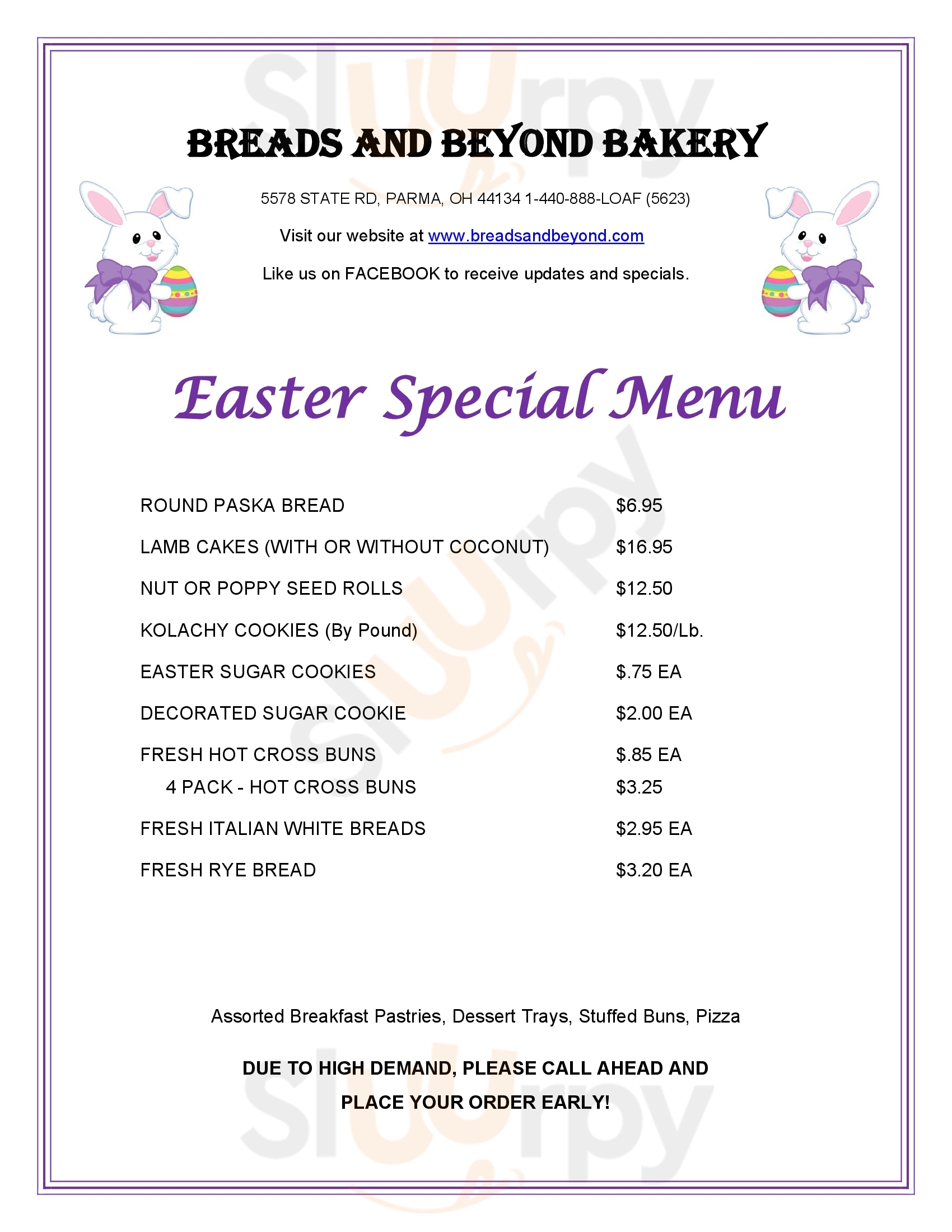 Breads & Beyond Bakery Cleveland Menu - 1