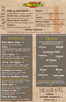 El Taquito menu